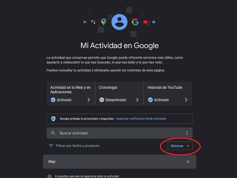 COMO BORRAR EL HISTORIAL DE GOOGLE CUATRO